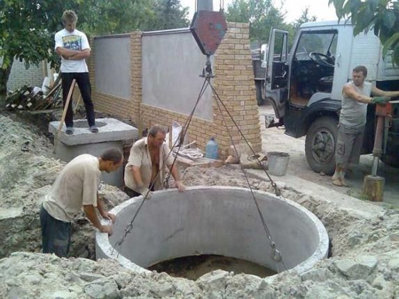 установка колец септика