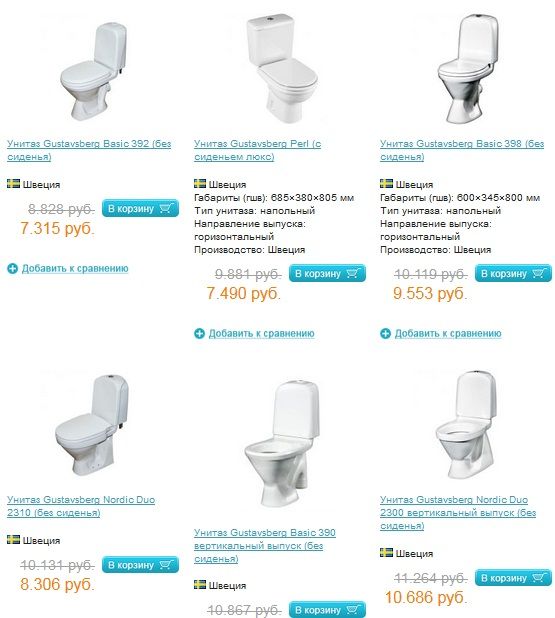 стоимость унитазов густавсберг